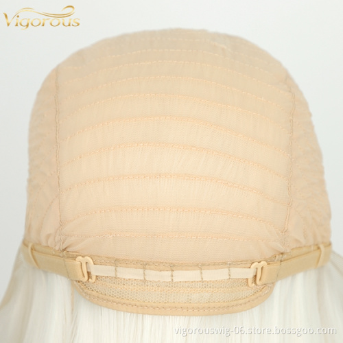 Hand Tied Free Part Full Synthetic Lace Front Wig Preplucked Hairline High Temperature Fiber Ombre Blonde Synthetic Wig